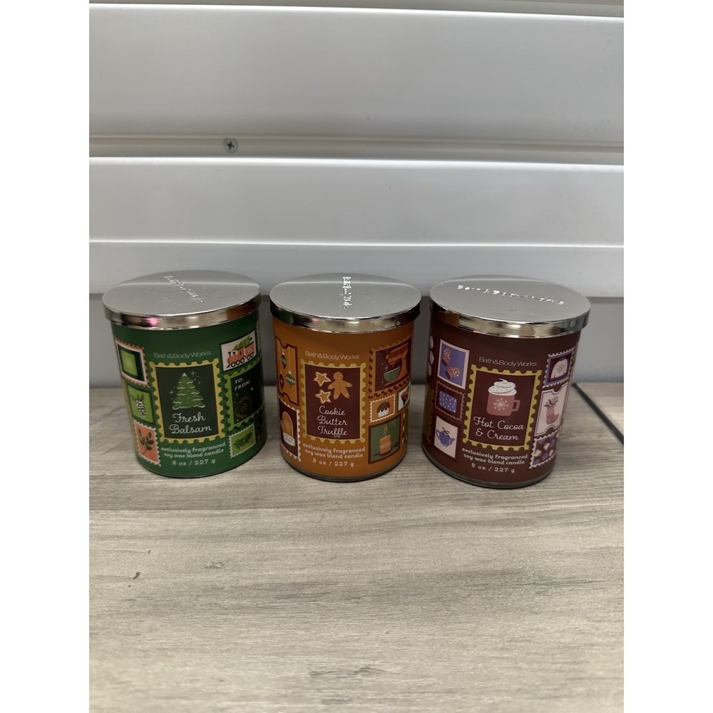 Bath & Body Works NEW Holiday Single-wick Candles Cookie Butter Hot Cocoa Balsam